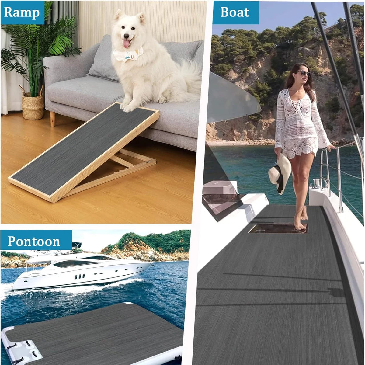 tapis sol eva mousse adhésif antidérapant gris foncé moderne surf bois thuyền