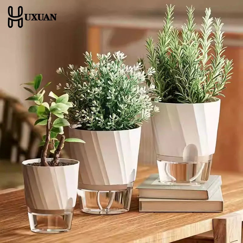 pot plantes moderne transparent adhésif facettes géométriques blanc rose gris