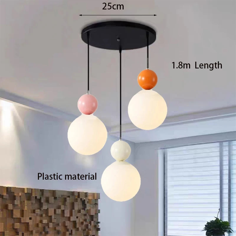 Suspension lumineuse moderne sphères translucides vert rose blanc orange rouge salon chambreôtel E27