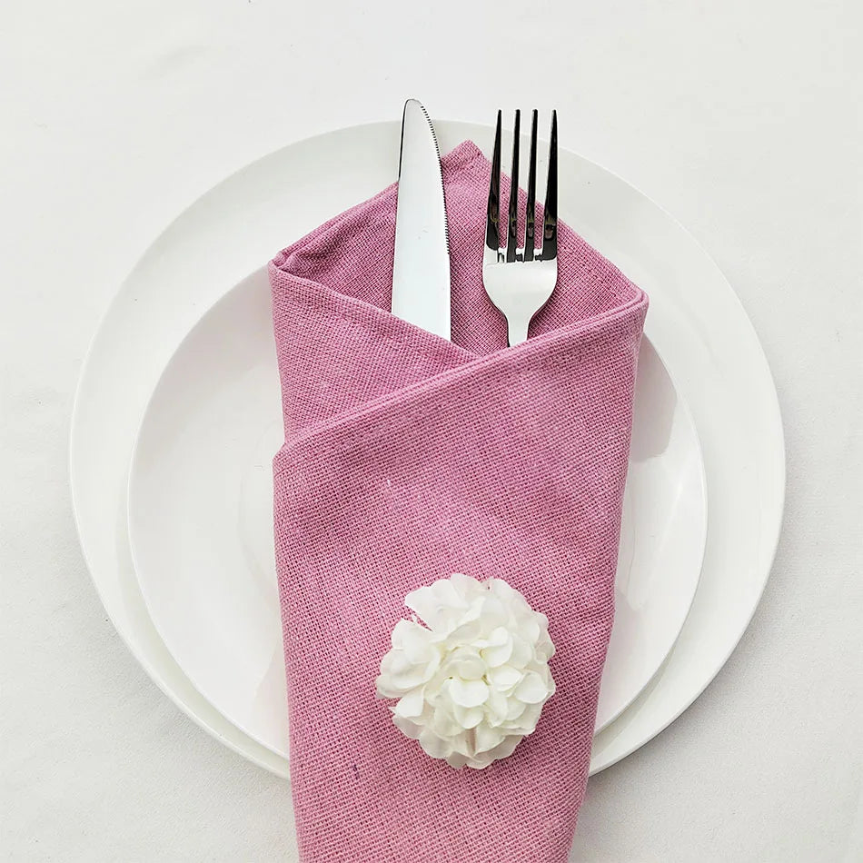 serviettes table coton polyester 30x45cm classique vert olive rouge blanc gris clair texture lin