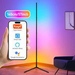 lampe sol led moderne noire pieds haute intensité réglable télécommande