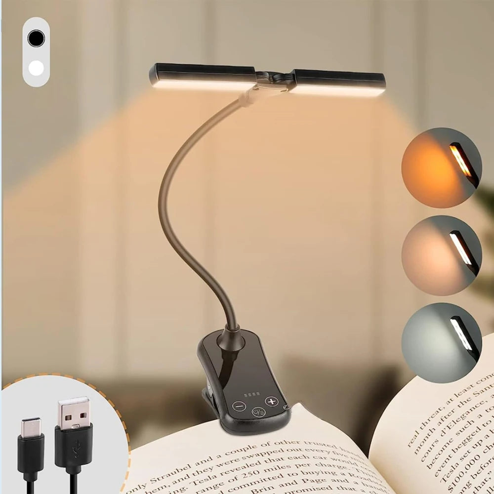 lampe lecture rechargeable 14 led pince usb couleurs intensités moderne minimaliste
