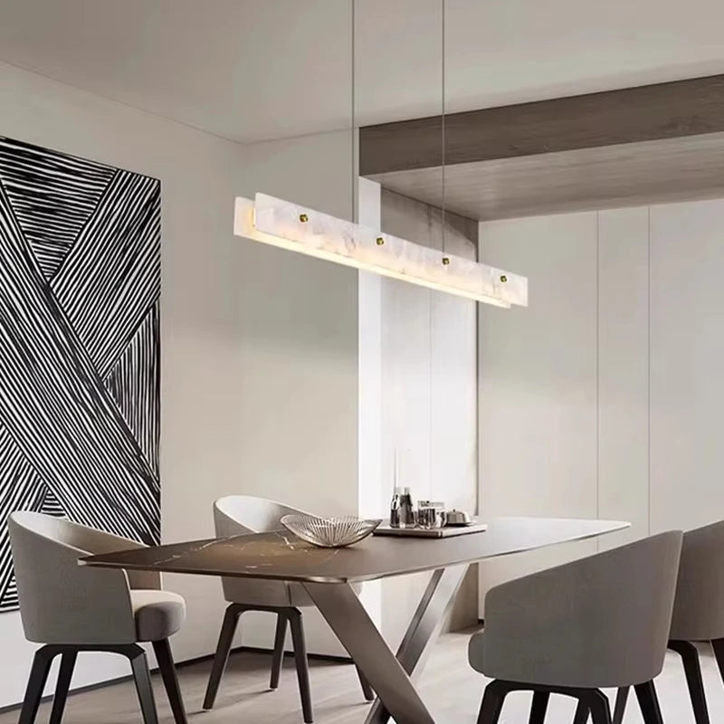 lampe suspendue moderne marbre blanc doré 120cm ajustable lumière led 2000lm