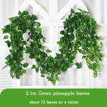 guirlande feuilles ivresse vert vigne artificielle extérieure accrochée naturelle longueur 2.2m 72feuilles