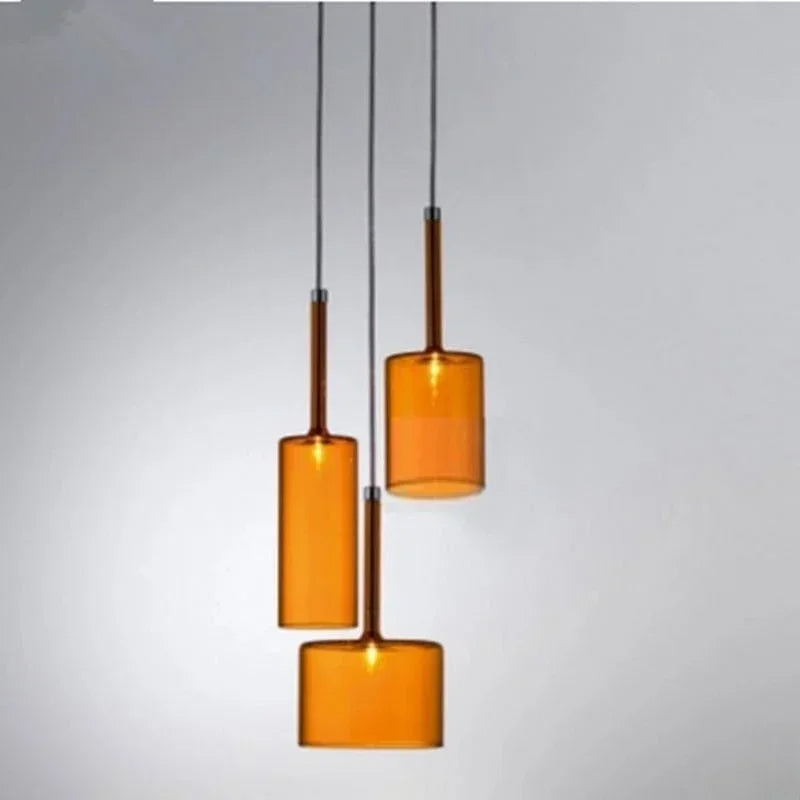Lustre suspension design italien minimaliste en verre noir