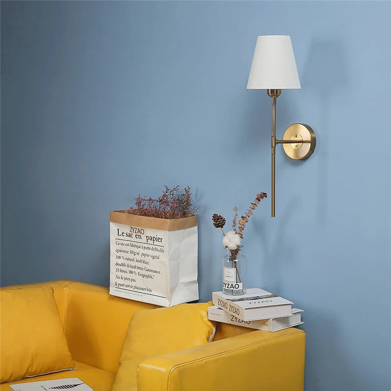 appliques murales modernes abat jour tissu led or blanc gris bleu jaune minimaliste fixées