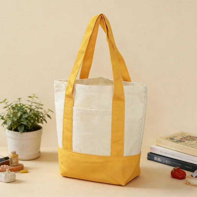sac fourre tout toile décontracté polyvalent femme ouvert rectangulaire casual vert jaune rouge bleumarine
