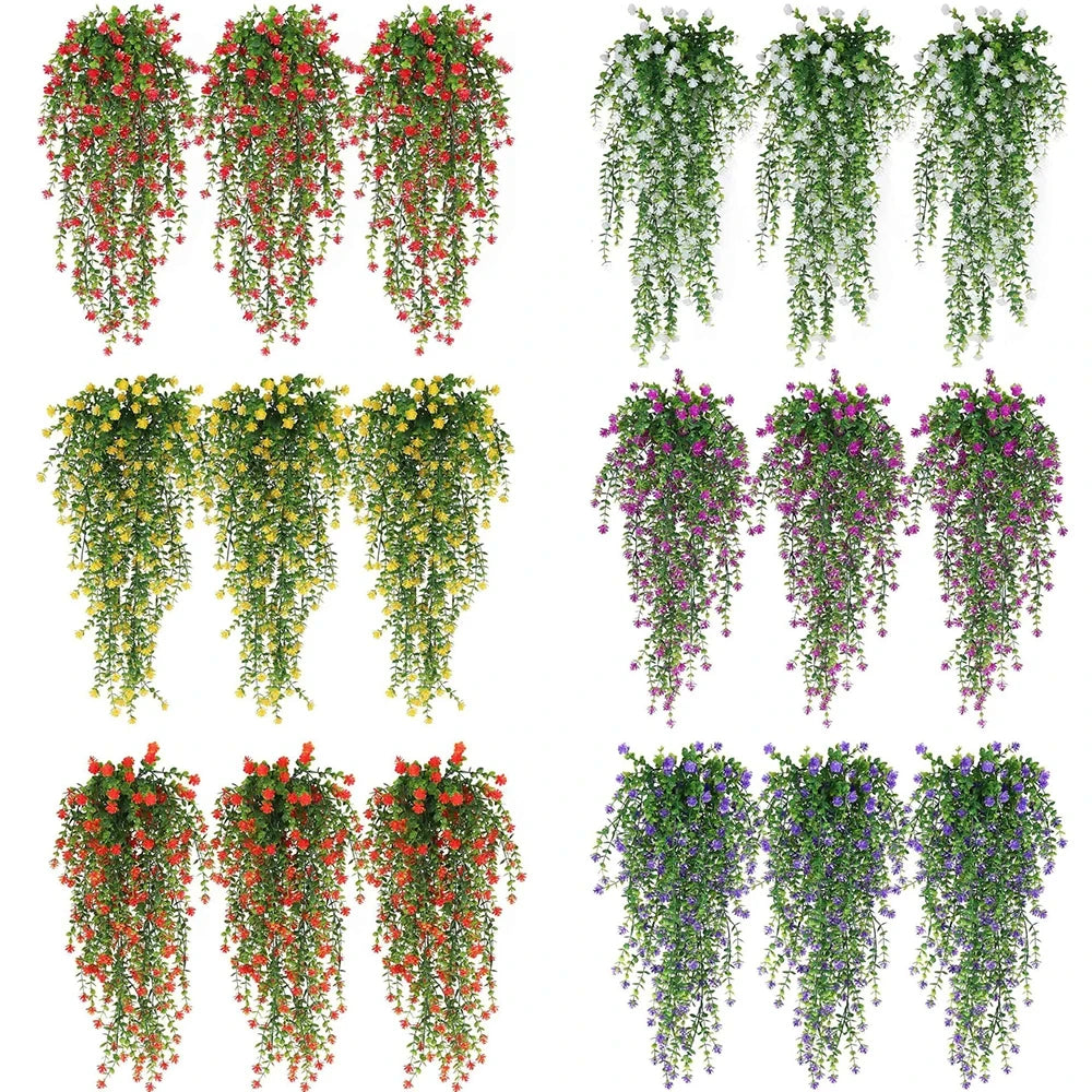 guirlande suspendue artificielle verte feuilles blanches rouges violets moderne décoration intérieure mariage anniversaire
