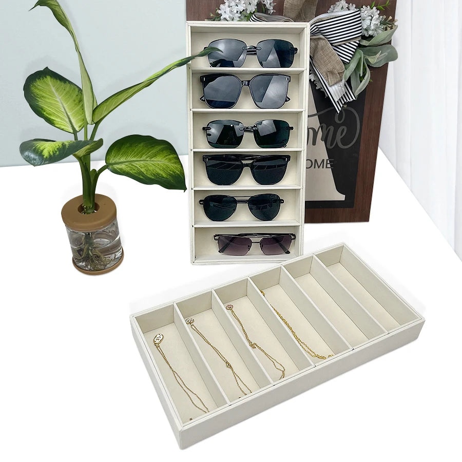 boîte rangement bijoux velours blanc moderne lunettes soleil colliers bracelets poudre compacte étui lunettes