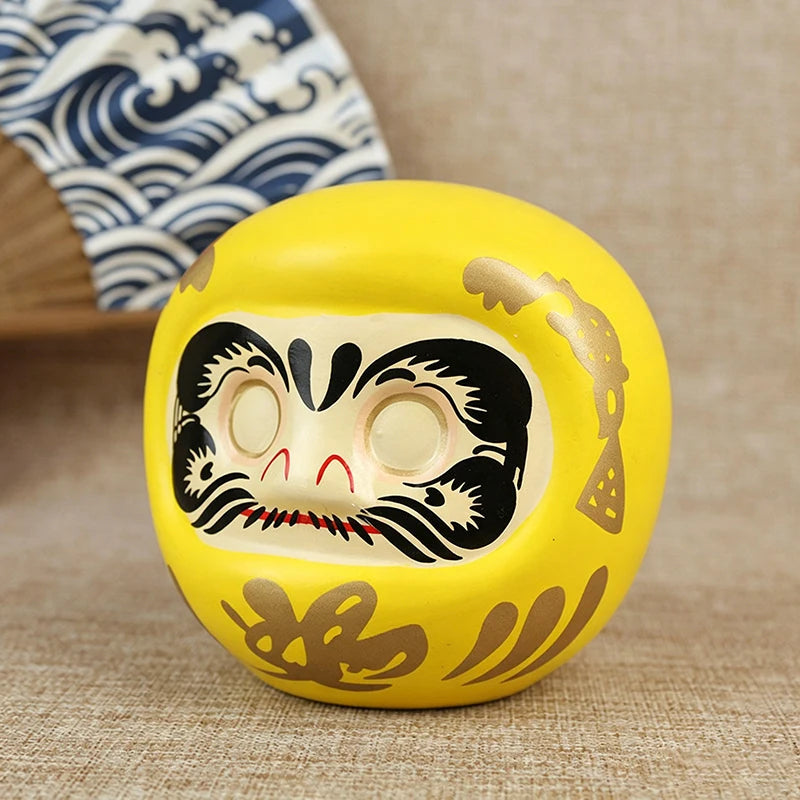 décoration zen daruma céramique rouge or argent vert jaune blanc noir fengshui mascotte traditionnelle