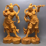statues bois naturel figures masculines sculpture detaillee art asiatique traditionnel decoration maison chambre