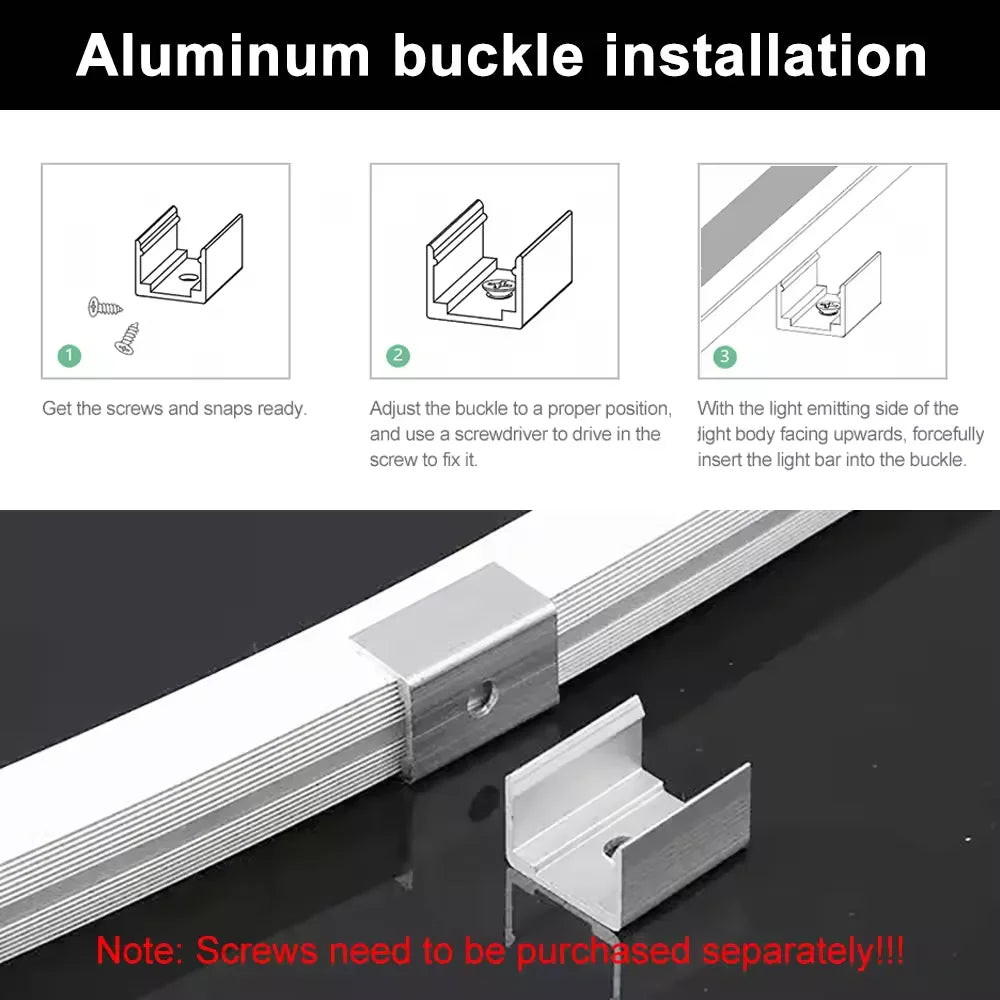 clip fixation bande led aluminium connecteur support tube néon argenté accessoires éclairage intérieur