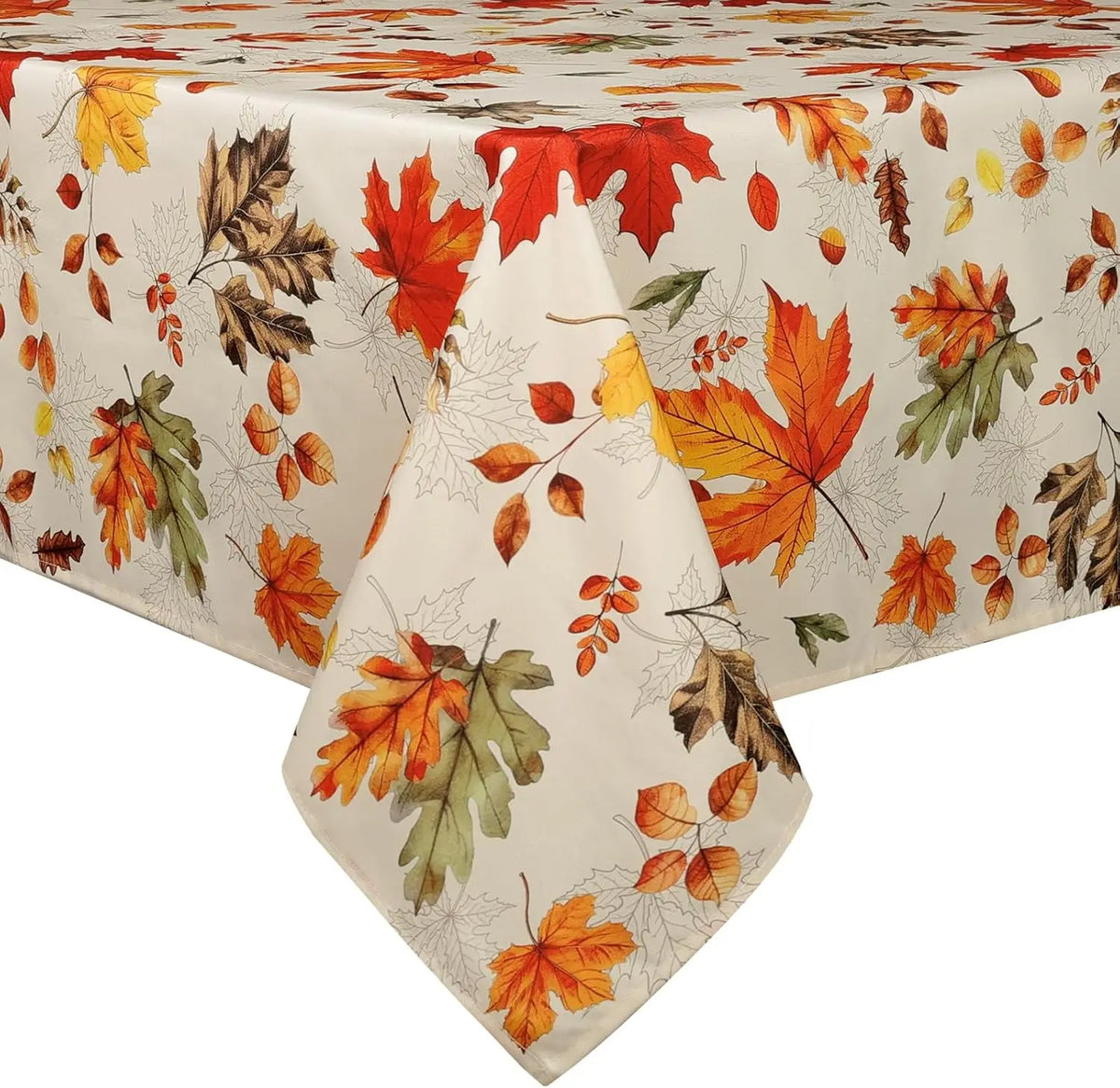 nappe table rectangulaire motif feuilles d'automne fleurs décoration saisonnière mariage fête thanksgiving polyester