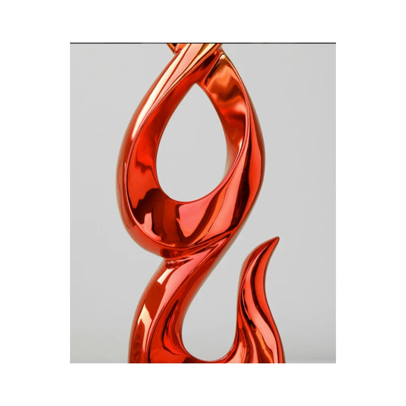 sculpture abstraite moderne rouge or argent noir torsadée fluidesDecoration intérieure résine haute qualité