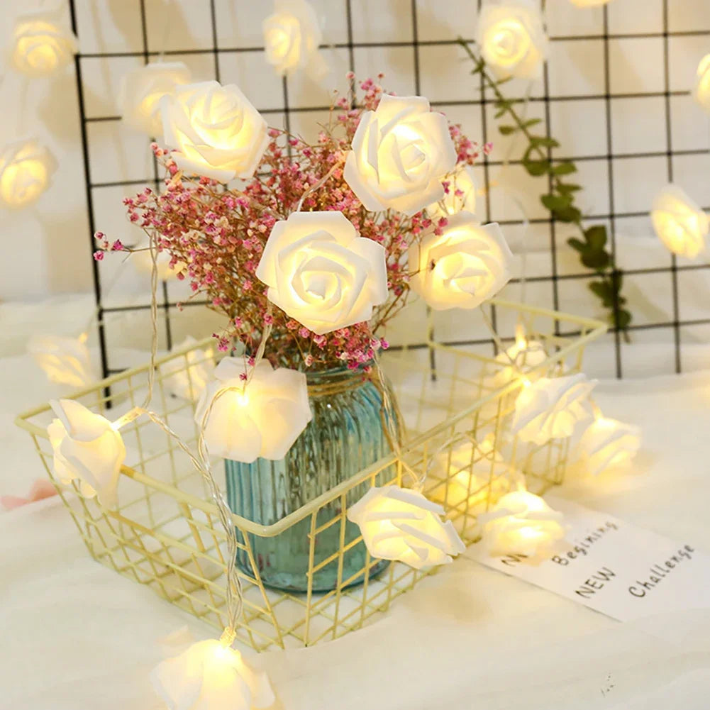 guirlande lumineuse flocons roses led batterie noël blanc rose verte festive moderne