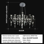 lustre moderne or cristaux transparents branches stylisées salon chambre principale
