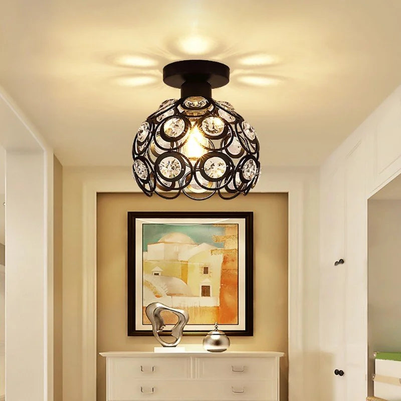 pendant semi encastré cristal moderne ampoule edison lumiere brillante deco florale eleɡante