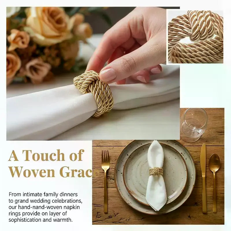 anneau serviette tissé corde beige artisanal adhésif élégant table restaurant mariage decoration noël opacité