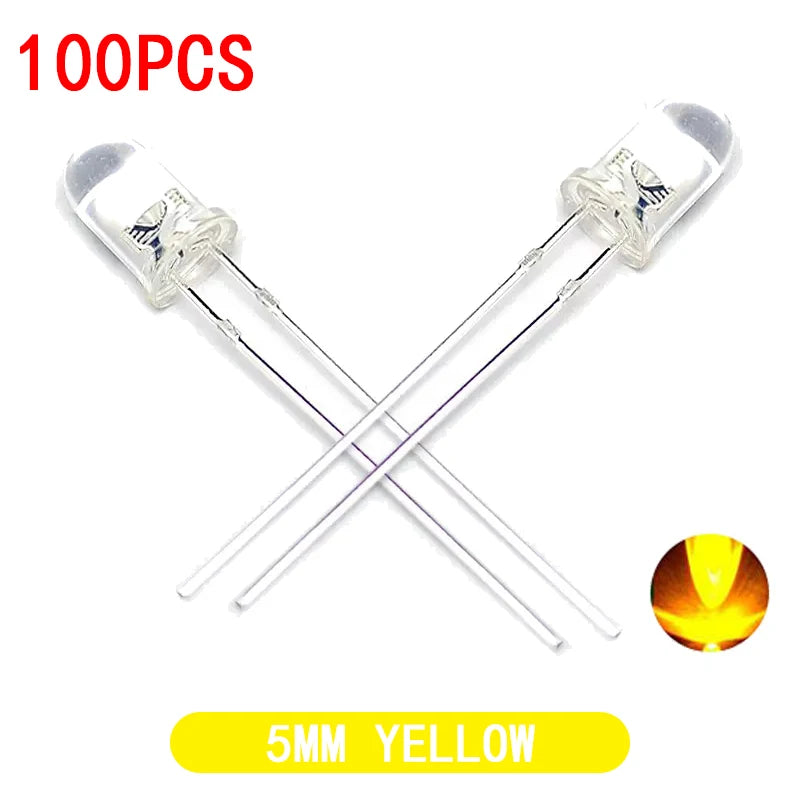 ampoules led transparentes 5mm blanc rouge jaune bleu vert 100 pièces haute qualité
