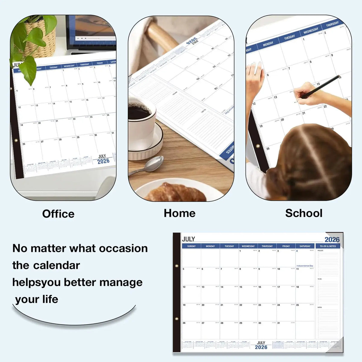 calendrier mural blanc moderne maison organisation temps gestion quotidien hebdomadaire mensuel
