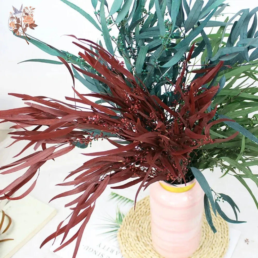 décoration maison bouquet dried flowers naturel rouge vert bleu anniversaire wedding festive