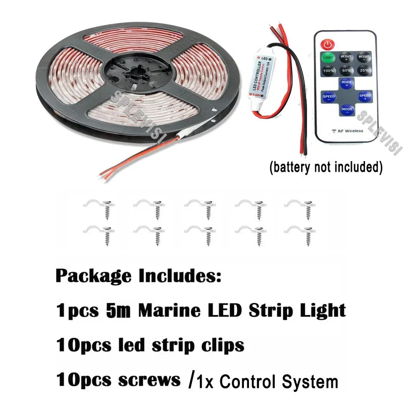 ruban led 5m blanc moderne étanche 12v télécommande clips vis