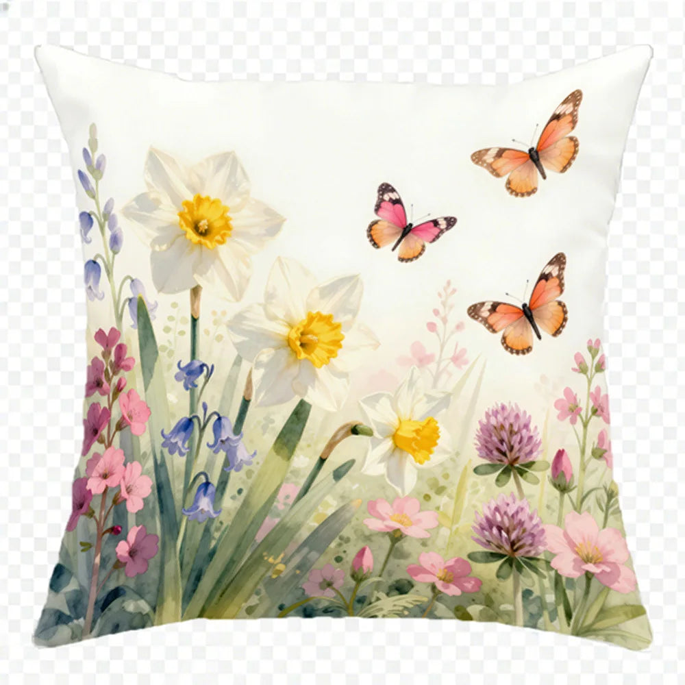 coussin imprimé floral papillons abeilles maison chambre lit 40x40cm 45x45cm 50x50cm 60x60cm decoration