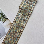 ruban decoratif polyester fleur classique marron bleu doré noir unique largeur 10cm opaque