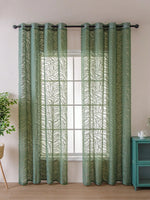 rideau vert feuilles moderne semi transparent salon pastorale polyester