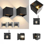 applique murale led noir contemporaine ip65 verre borosilicate fixations visées 10cm 10cm