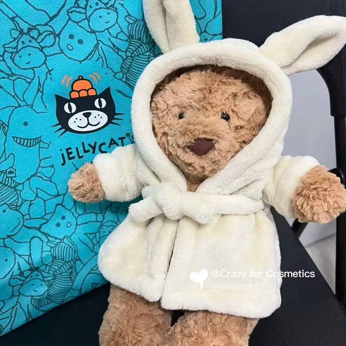 peluche ours marron clair robe capuche blanche douce enfant adulte