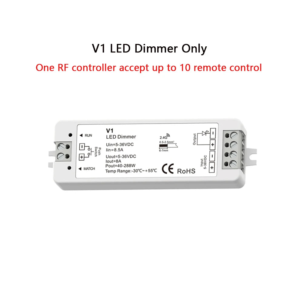 contrôleur led sans fil zones gradateur tactile noir blanc modernes 24v 36v