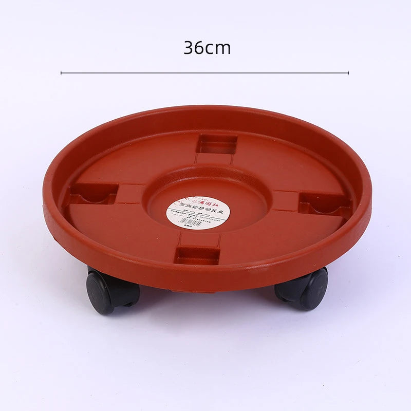 support roulettes pot fleurs orange moderne roues transparentes