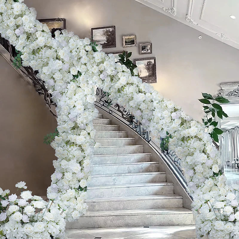 arche fleurs roses blanches decoration mariage exterieur classique 2mètres soie artificielle
