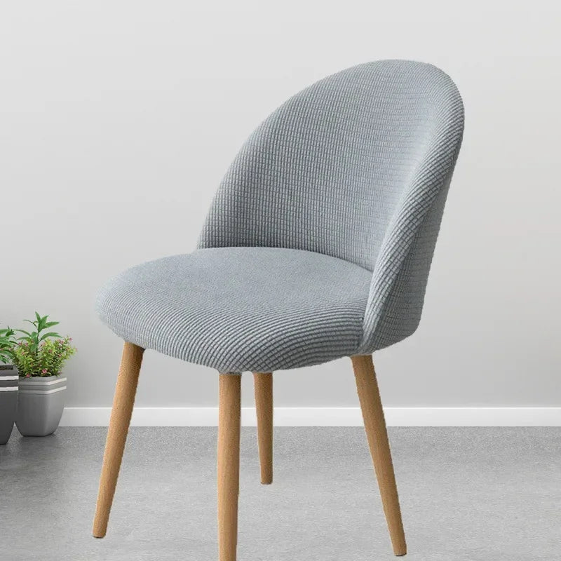 chaise moderne tissu rayures verticales orange beige bleu jaune gris pieds bois