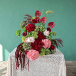 bouquet artificiel rouge rose hortensia anthurium arrangement floral décoration événement table maisonextérieur classic