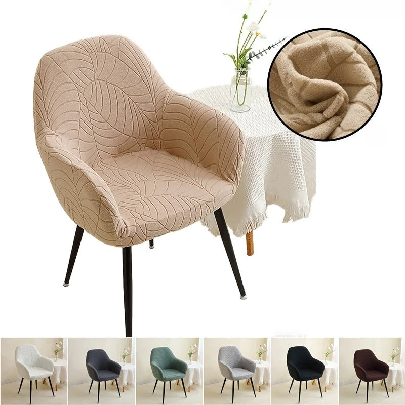 housse chaise moderne imprimée feuilles beige clair élasthanne polyester adhésif fauteuil salle manger