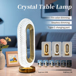 lampe table led rechargeable tactile or blanc texture diamantée moderne minimaliste base plate