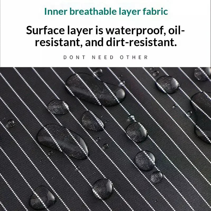 tablier professionnel bleu marine rayures verticales poche intérieure coussin amovible utilitaire cuisine