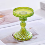 support bougie verre rose vert motif diamant décoration table mariage classique objet déco maison