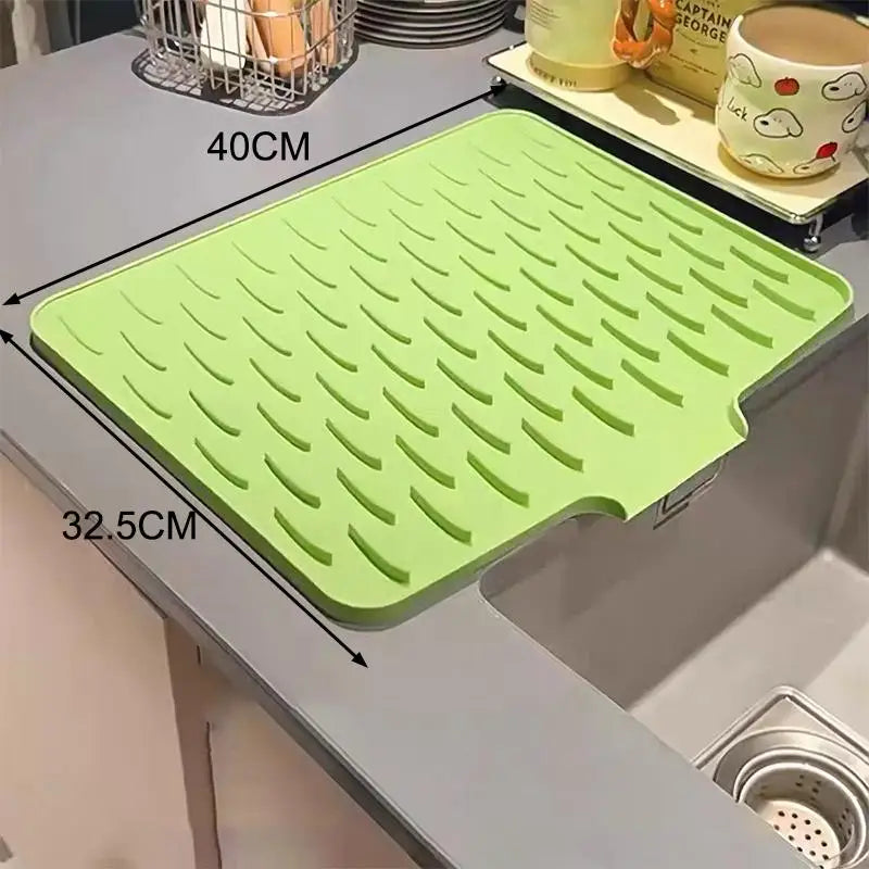 tapis cuisine silicone gris surface rugueuse drainage rapide antidérapant moderne incliné résistant chaleur