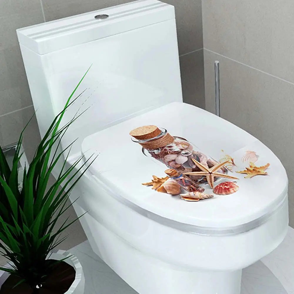 couvercle toilette adhésif fleurs coquillages motifs pieds moderne keep calm flush it