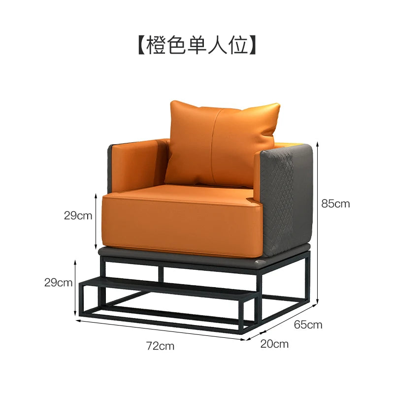 canapé moderne orange gris coussins structure métallique scandinave minimaliste canapé d'angle forme