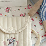 sac kawaii brodé protège slip hygiénique quilting bébé mignon porte protections blanc crème
