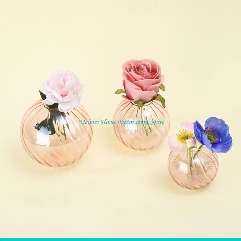 vase verre rayures horizontales moderne fleurs artificielles vert rose violet beige