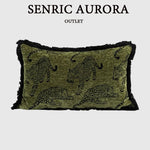housse coussin motif léopard noir vert olive moderne décoration intérieure polyester carré sofa chaise