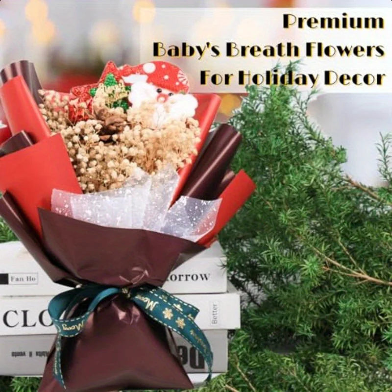 fleurs séchées bouquet blanc tiges dorées naturel rustique anniversaire décoration intérieure papier kraft boîte