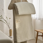 couette été coton 100% rayée beige verte simple nordique 150x200cm 200x230cm lavable