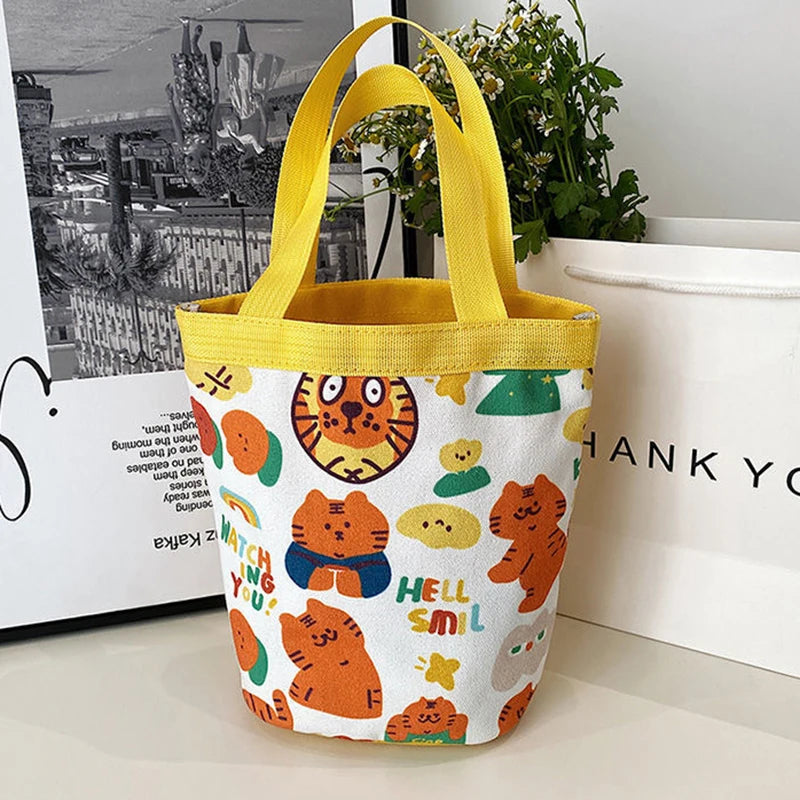 sac main tissu poignées détachables motif dessins animés blanc moderne opacité portable