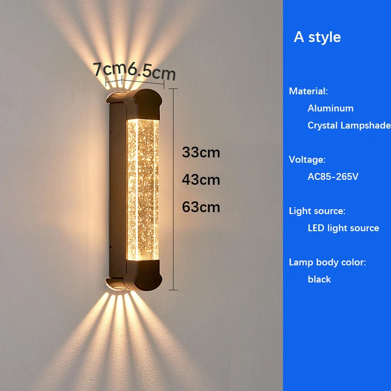 applique murale moderne aluminium noir dorées ip55 33cm 43cm 63cm led 110v240v